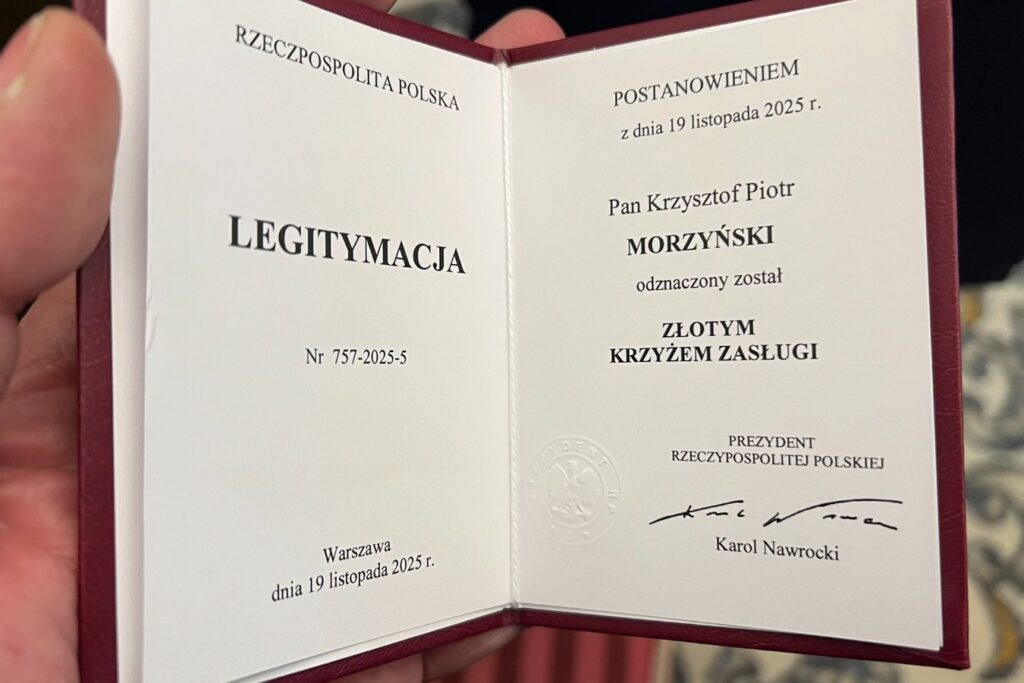 Krzysztof Morzyński Złoty Krzyż Zasługi za zasługi dla honorowego krwiodawstwa